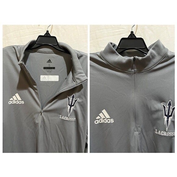 Adidas Mens Track Jacket Gray 1/4 Zip Activewear ASU Arizona State Sun Devils - Picture 9 of 12